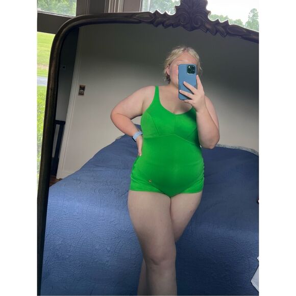 Vintage 1960s Mod Swimsuit Plus Size Swim Alert Pinup Rockabilly One Piece - Picture 1 of 9